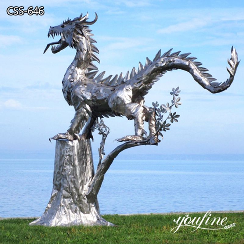 Stainless Steel Dragon Sculpture Large Modern Art Decor for Sale CSS-646