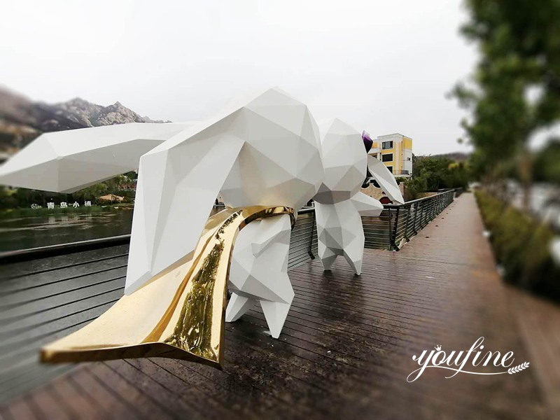 Large Outdoor Metal Animal Sculptures White Rabbit Outdoor Art for Sale CSS-615 - Center Square - 2