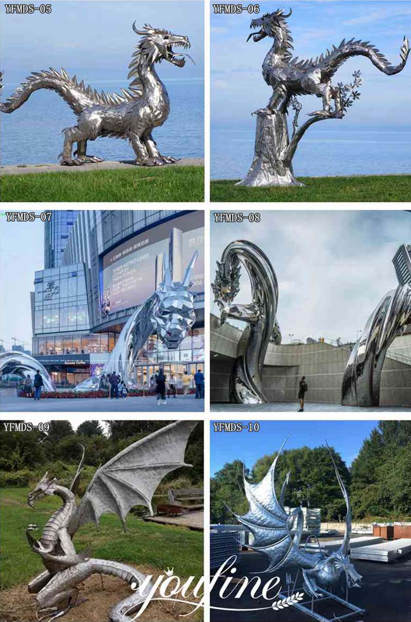 Stainless Steel Dragon Sculpture Large Modern Art Decor for Sale CSS-646 - Garden Metal Sculpture - 9