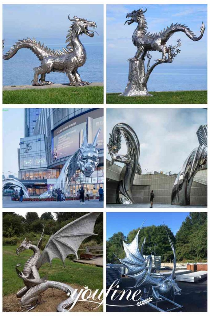 Large Metal Dragon Sculptures Stainless Steel Sculpture