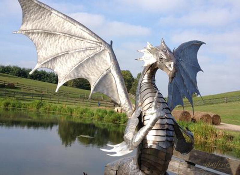 Stainless Steel Dragon Sculpture Large Modern Art Decor for Sale CSS-646 - Garden Metal Sculpture - 4
