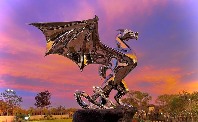 Stainless Steel Dragon Sculpture Large Modern Art Decor for Sale CSS-646 - Garden Metal Sculpture - 5