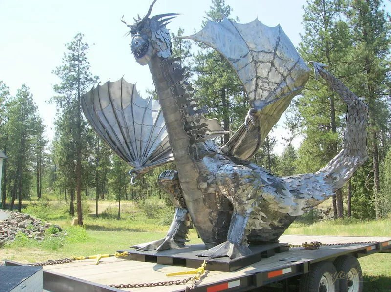 Stainless Steel Dragon Sculpture Large Modern Art Decor for Sale CSS-646 - Garden Metal Sculpture - 6