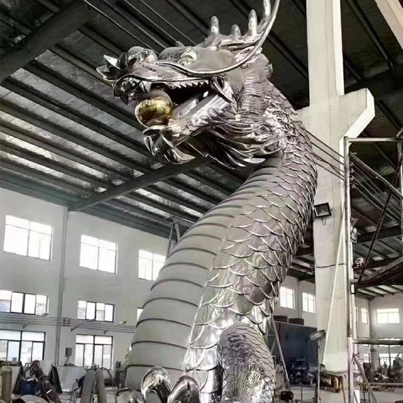 Stainless Steel Dragon Sculpture Large Modern Art Decor for Sale CSS-646 - Garden Metal Sculpture - 8