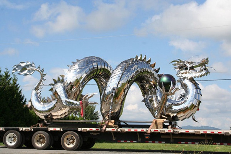 Stainless Steel Dragon Sculpture Large Modern Art Decor for Sale CSS-646 - Garden Metal Sculpture - 7
