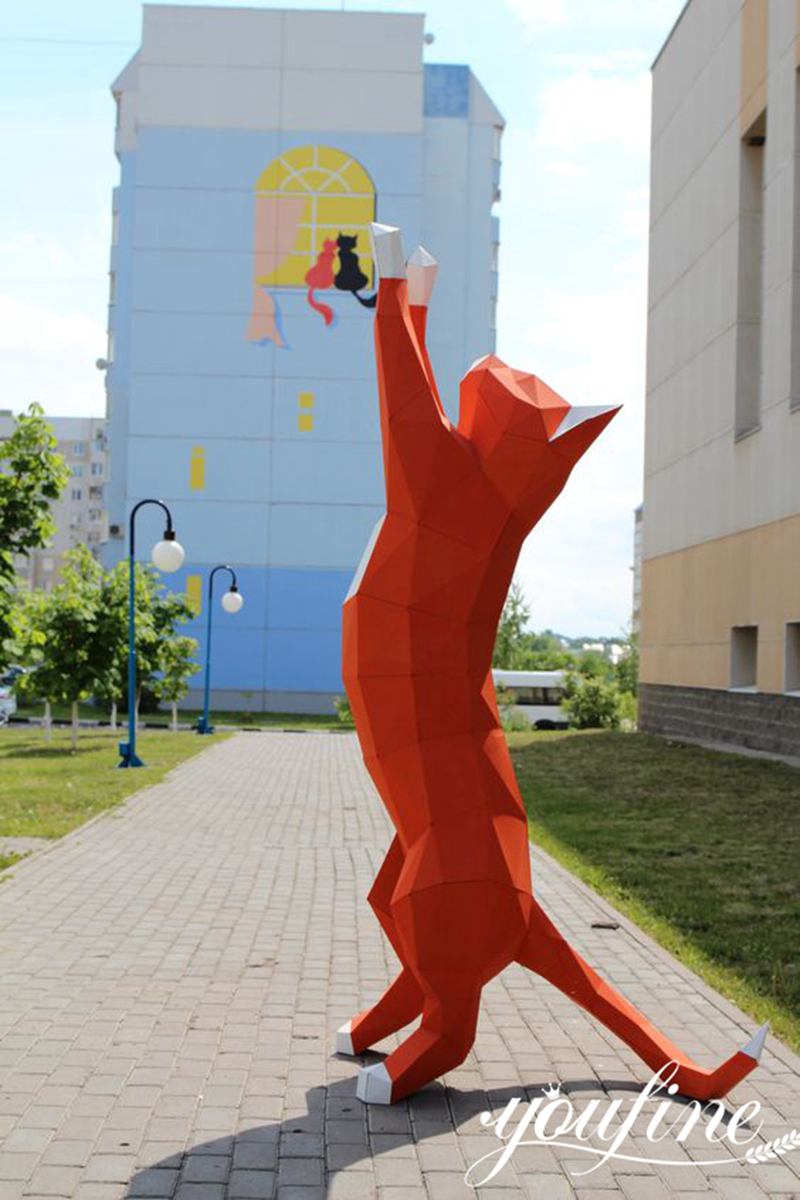 Geometry Cat Outdoor Modern Art Sculpture painted Decor CSS-589 - Metal Animal Sculpture - 1