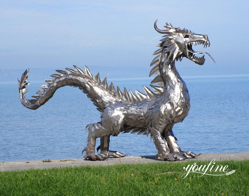 Stainless Steel Dragon Sculpture Large Modern Art Decor for Sale CSS-646 - Garden Metal Sculpture - 2