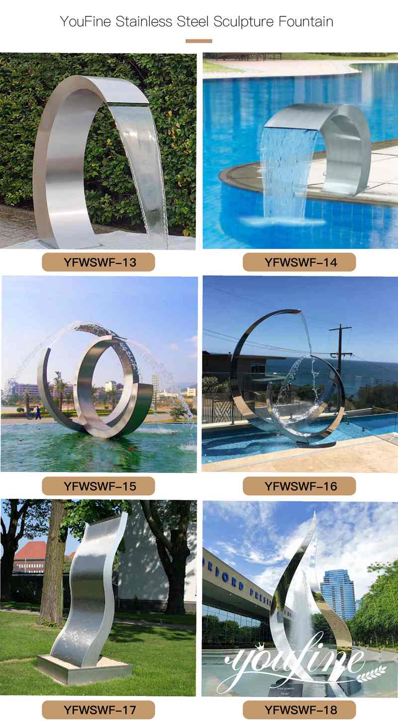 Stainless Steel Art Water Fountain Hotel Garden Decor CSS-629 - Large Metal Water Fountain - 3