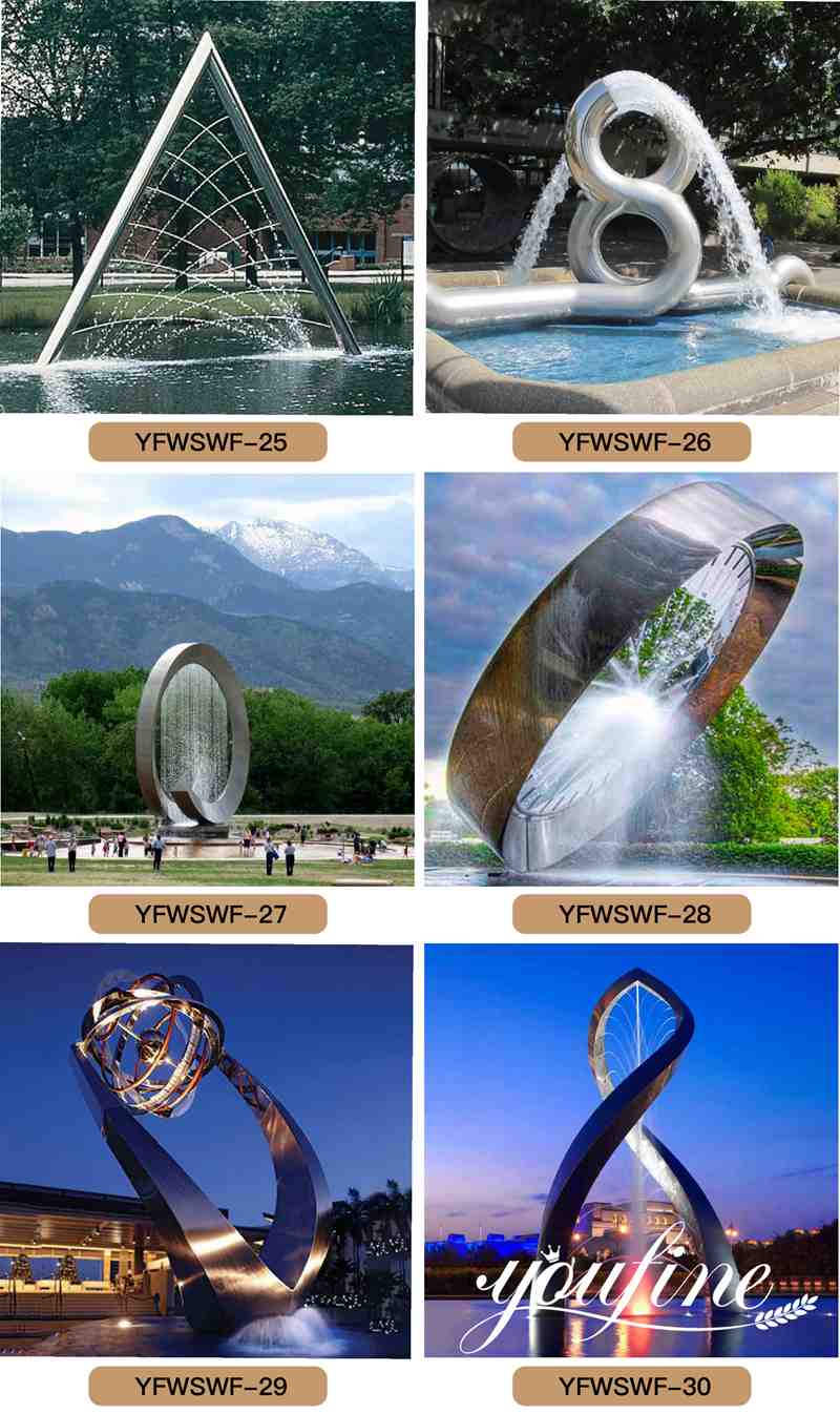 Stainless Steel Art Water Fountain Hotel Garden Decor CSS-629 - Large Metal Water Fountain - 6