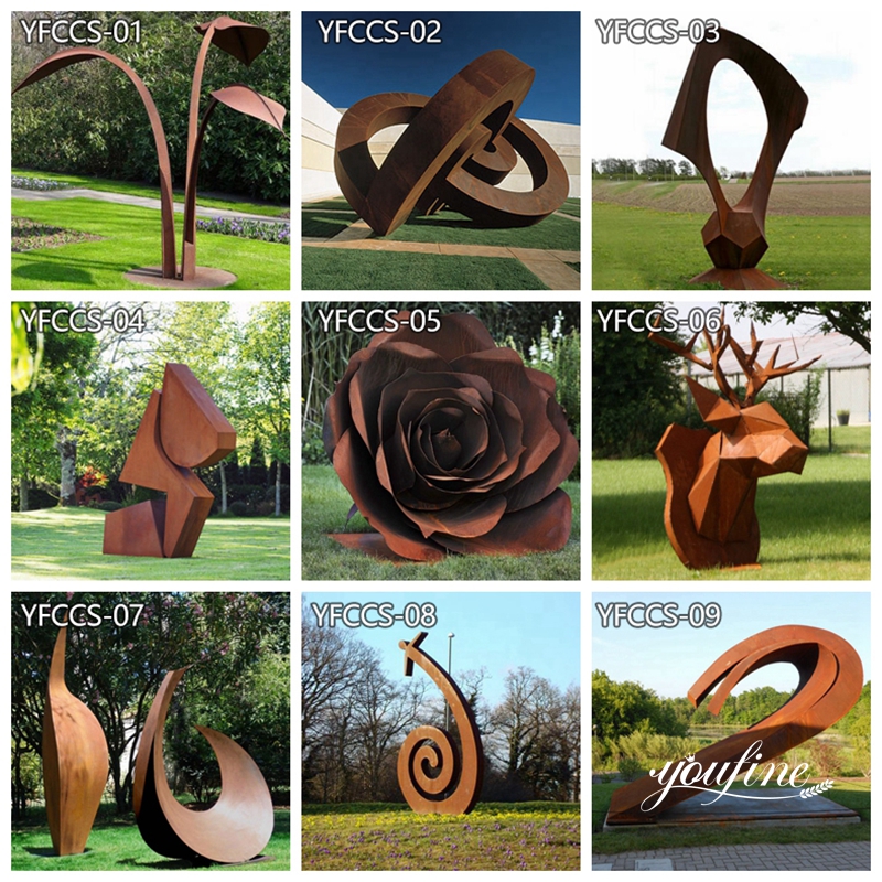 Rusty Metal Sculpture Modern Outdoor Abstract Art Supplier CSS-657 - Center Square - 2