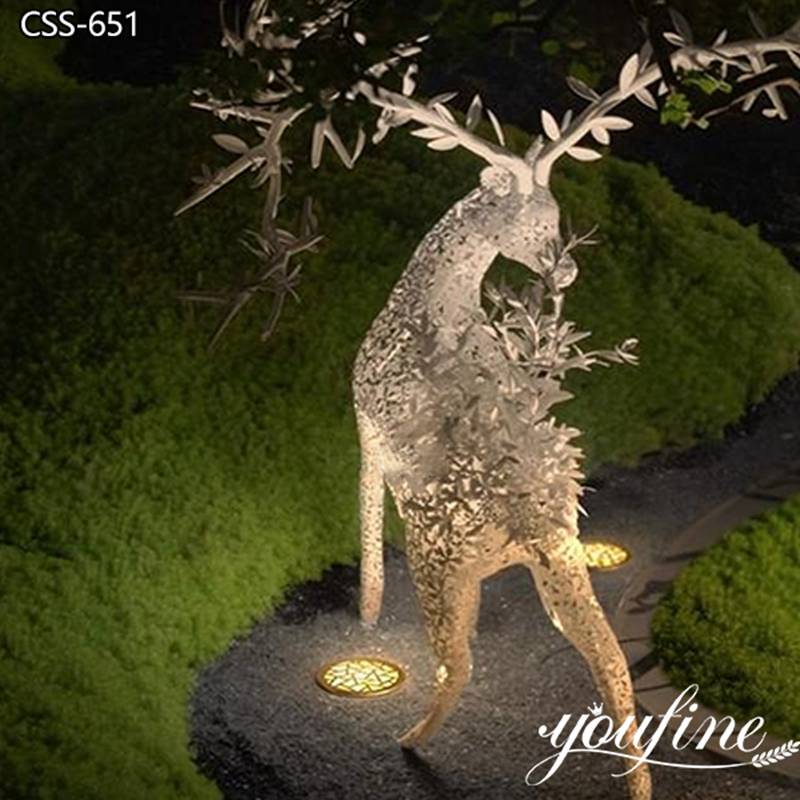 Metal Deer Sculpture Modern Hollow Light Art Design for Sale CSS-651 - Garden Metal Sculpture - 2