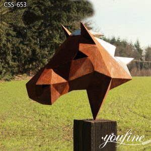Metal Horse Head Sculpture Corten Steel Geometric Art for Sale CSS-653