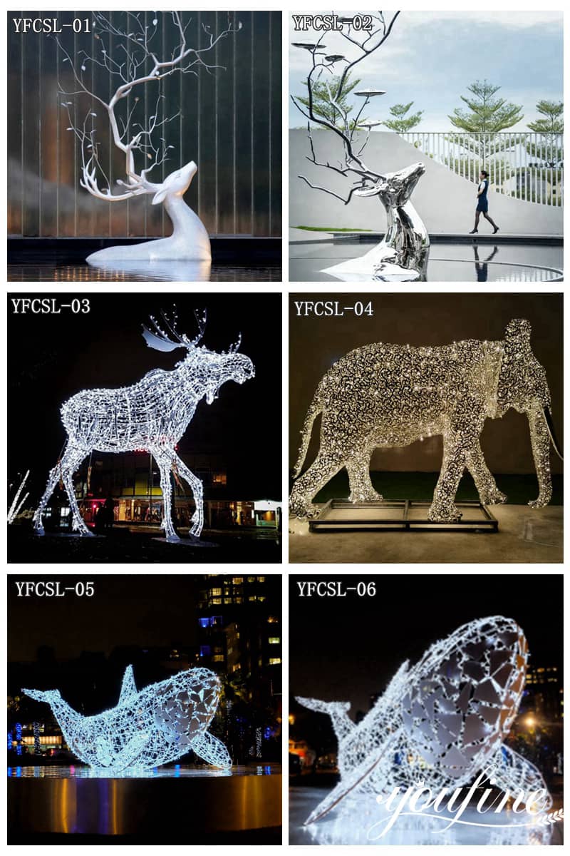Metal Deer Sculpture Modern Hollow Light Art Design for Sale CSS-651 - Garden Metal Sculpture - 6
