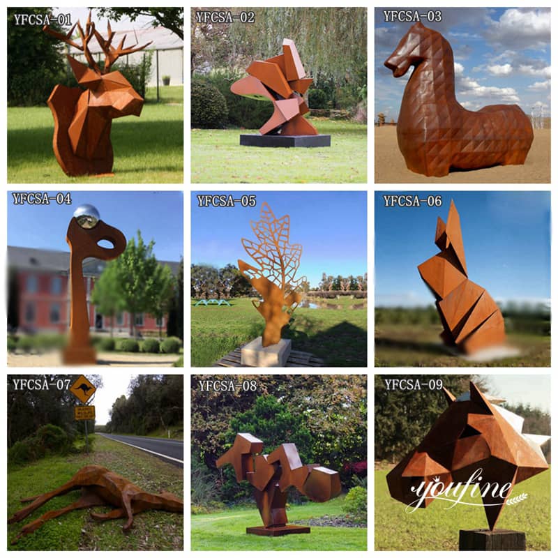 Metal Horse Head Sculpture Corten Steel Geometric Art for Sale CSS-653 - Abstract Corten Sculpture - 4