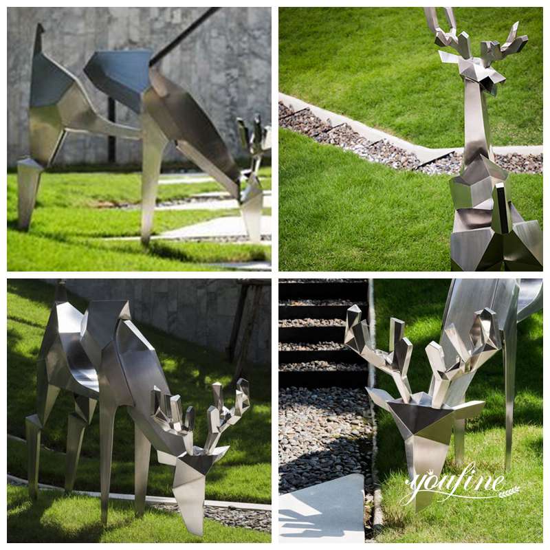 Abstract Deer Sculpture Modern Stainless Steel Art Factory Supply CSS-633 - Garden Metal Sculpture - 2