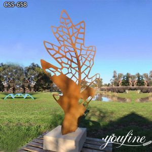 Large Garden Art Corten Leaves Sculpture Lawn Ornaments for Sale CSS-658