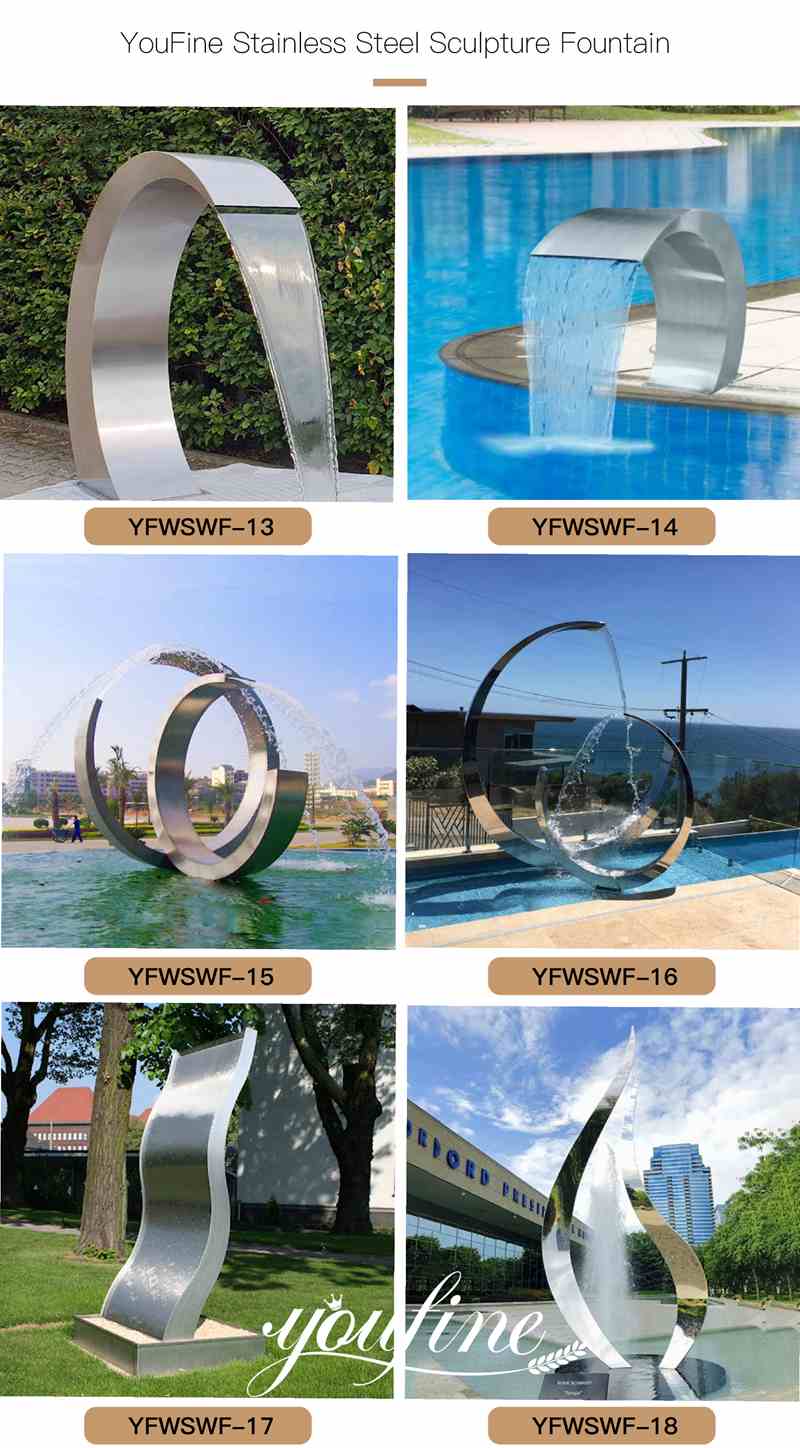 Abstract Stainless Steel Artwork Garden Fountain Sculpture CSS-639 - Abstract Water Sculpture - 3
