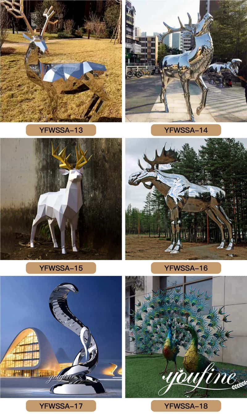 Abstract Deer Sculpture Modern Stainless Steel Art Factory Supply CSS-633 - Garden Metal Sculpture - 4