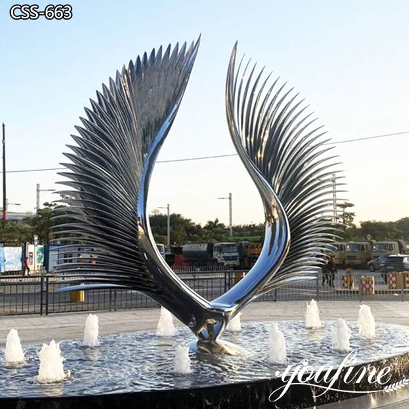Metal Polish Outdoor Sculpture Fountain Stainless Steel Sculpture