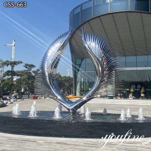 Metal Polish Outdoor Sculpture Fountain Wing Art for Sale CSS-663
