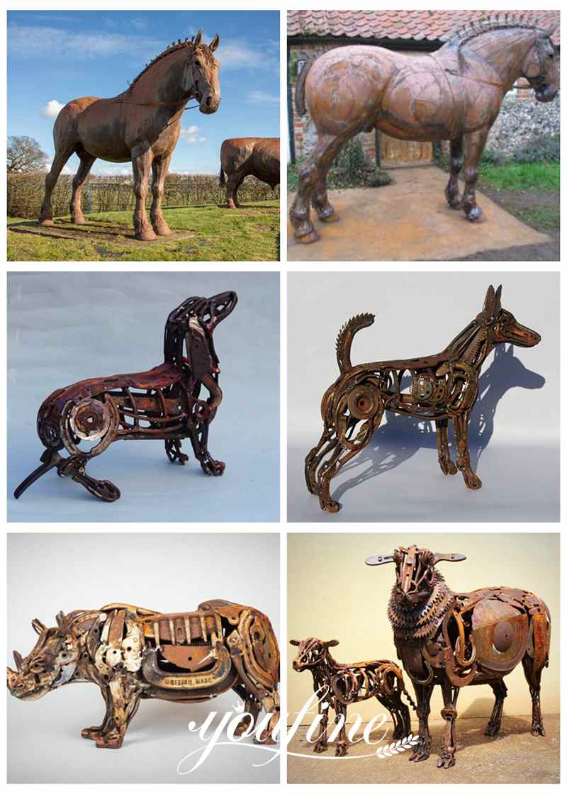 Life-size Scrap Metal Sculpture Harriet Mead Bull Art for Sale CSS-661 - Abstract Corten Sculpture - 4