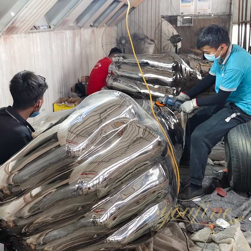 Stainless Steel Giant Hand Sculpture with Butterfly CSS-679 - Landmark Sculpture - 3