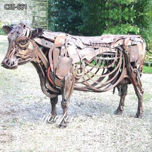 Life-size Scrap Metal Sculpture Harriet Mead Bull Art for Sale CSS-661