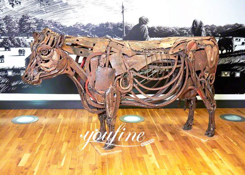 Life-size Scrap Metal Sculpture Harriet Mead Bull Art for Sale CSS-661 - Abstract Corten Sculpture - 3