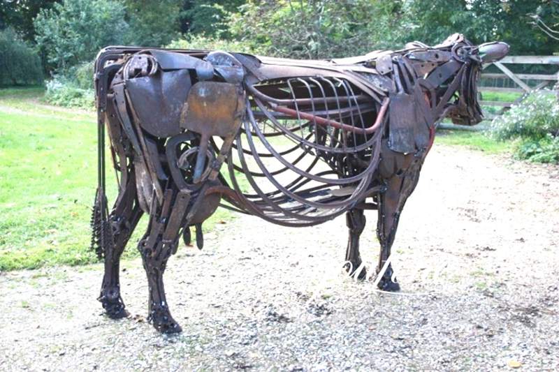 Life-size Scrap Metal Sculpture Harriet Mead Bull Art for Sale CSS-661 - Abstract Corten Sculpture - 2
