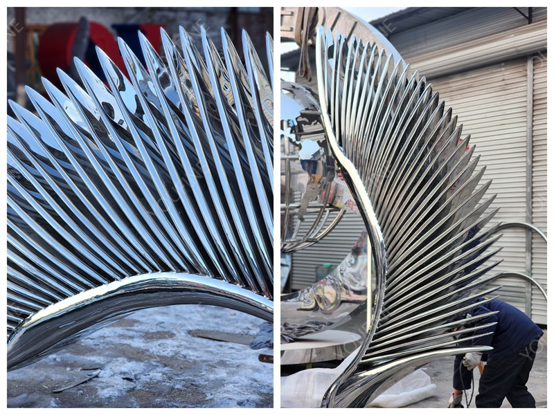 stainless steel wing sculpture