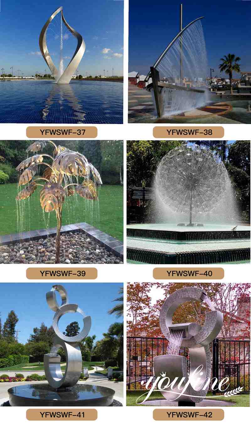 Metal Polish Outdoor Sculpture Fountain Wing Art for Sale CSS-663 - Large Metal Water Fountain - 5