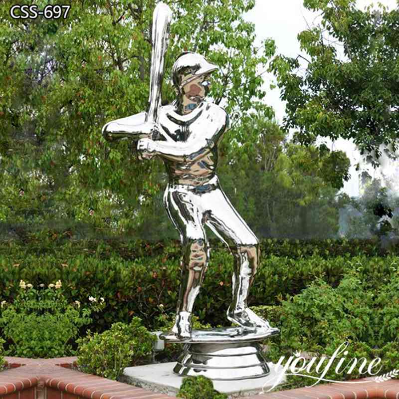 Baseball Player Garden Statue Stainless Steel Decor for Sale CSS-697 - Garden Metal Sculpture - 1
