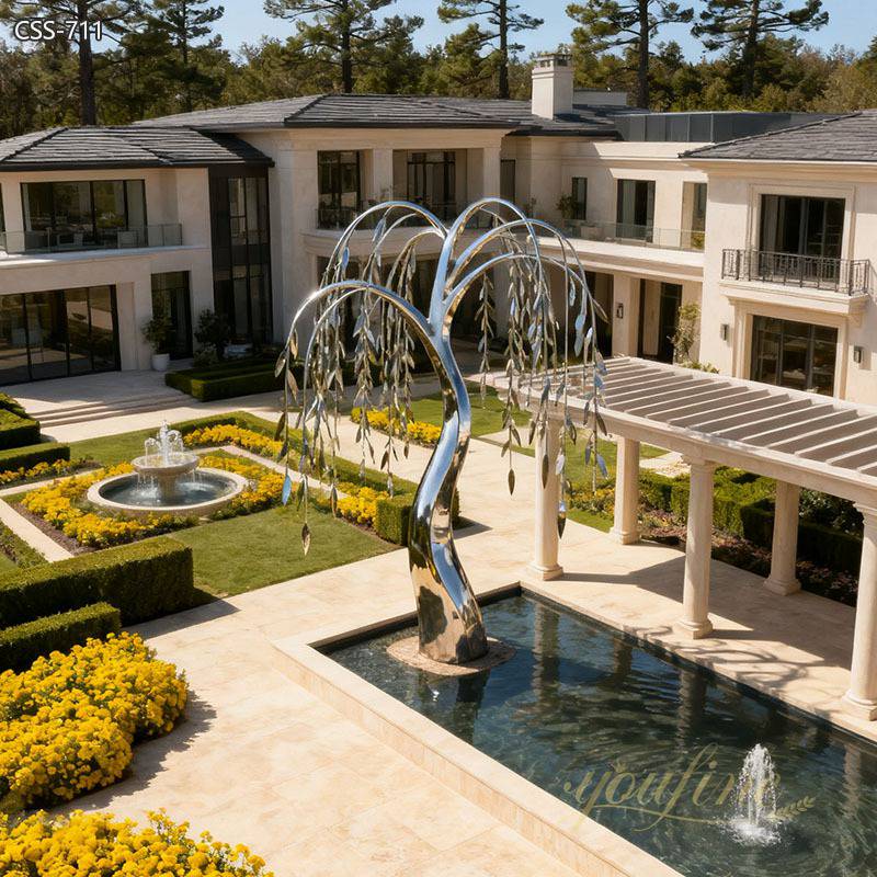 Outdoor Free Standing Metal Willow Tree Sculpture for Garden CSS-711 - Stainless Steel Tree Sculpture - 4