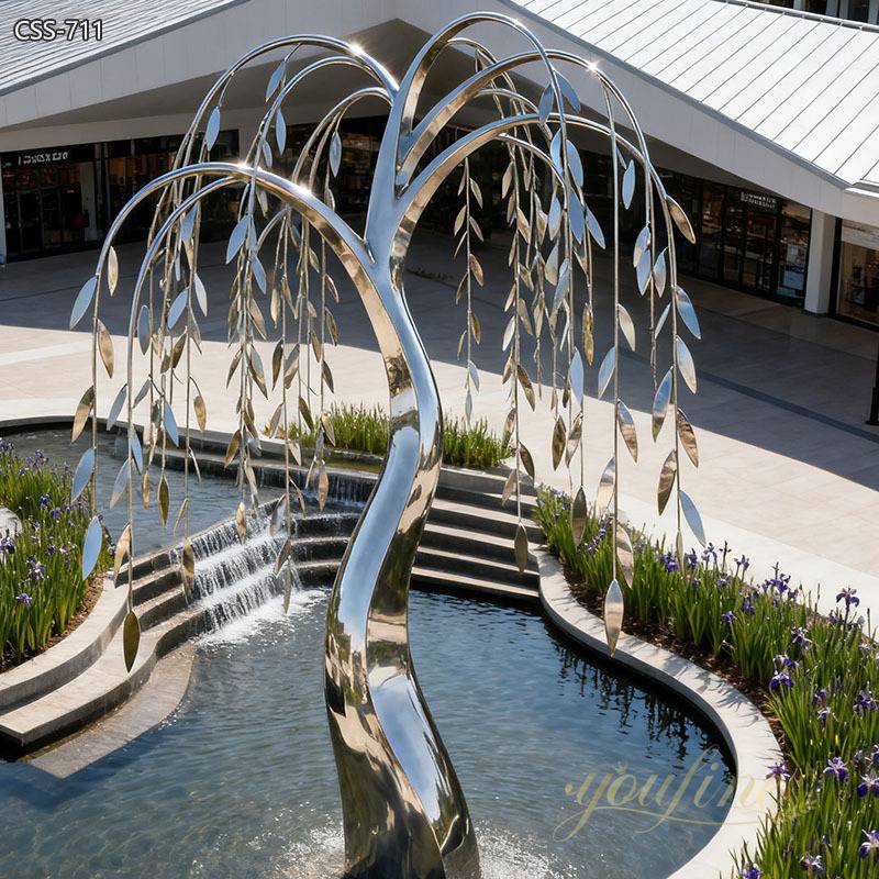 Outdoor Free Standing Metal Willow Tree Sculpture for Garden CSS-711 - Stainless Steel Tree Sculpture - 3