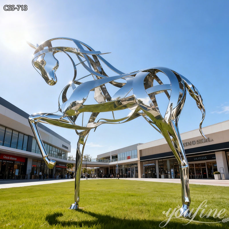 modern Outdoor Life-size Abstract Art Metal Horse Sculpture