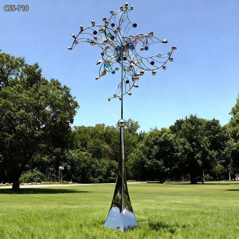 Stainless Steel Outdoor Kinetic Sculptures for Sale CSS-710 - Kinetic Wind Sculpture - 1 large Stainless Steel Outdoor Kinetic Sculptures for Park
