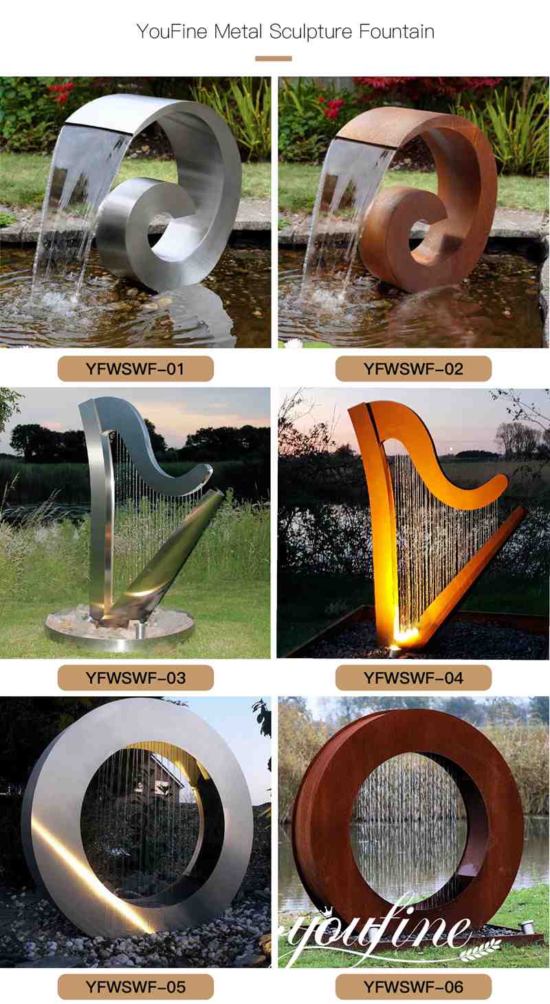 Large Round Plate Corten Steel Water Fountain Garden Factory Directly Supply CSS-712 - Water Feature Corten Sculpture - 1