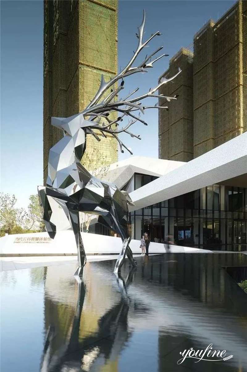 Mesmerize Geometric Metal Deer Sculptures for Lobby - Geometric Sculpture - 7
