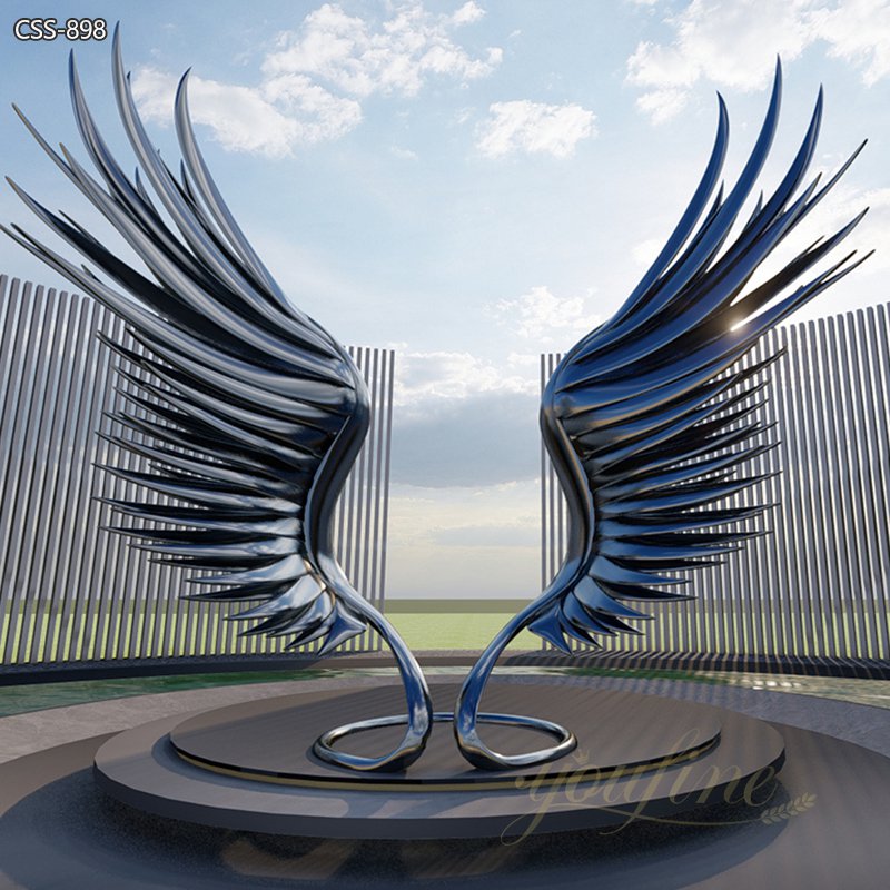 Large Stainless Steel Abstract Sculpture Wings Modern City for Sale
