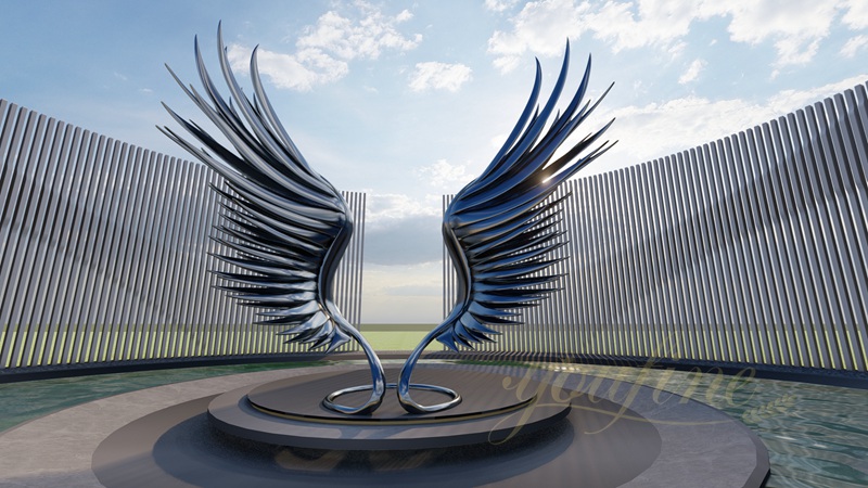 Large Stainless Steel Abstract Sculpture Wings Modern City for Sale CSS-898 - Garden Metal Sculpture - 3