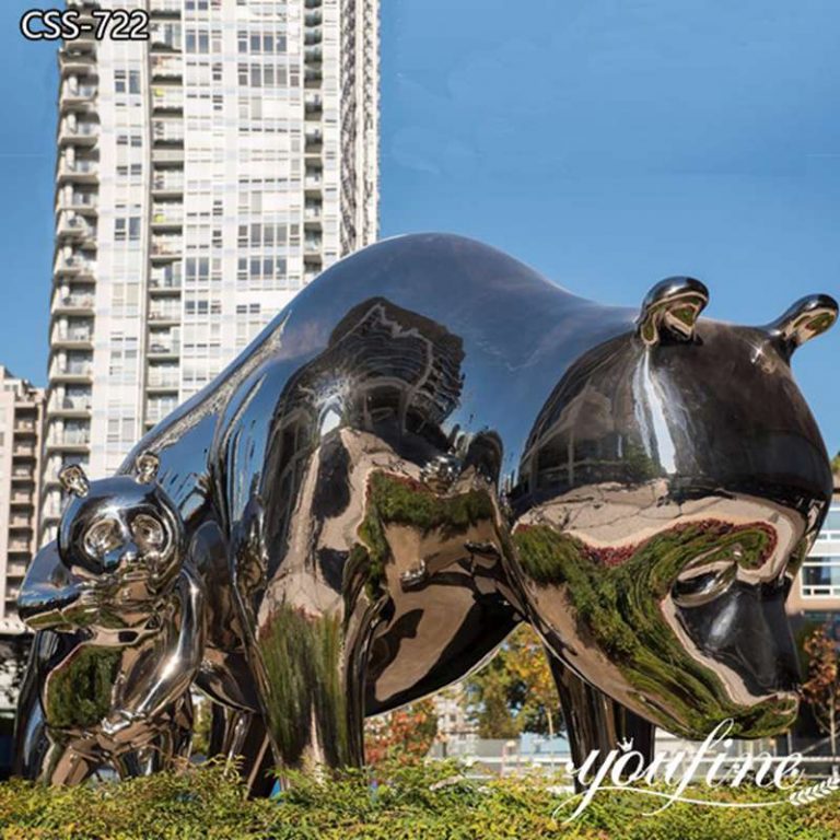 Metal Bear Sculpture High Polished Art You Fine Metal Sculpture