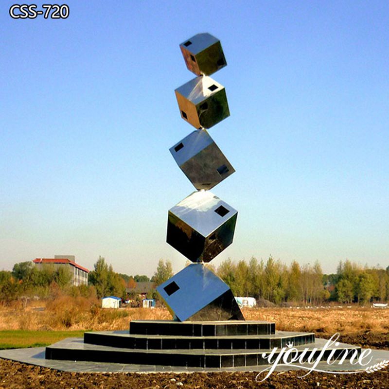 Metal Cube Sculpture Modern Outdoor Decor for Sale CSS-720 (1)