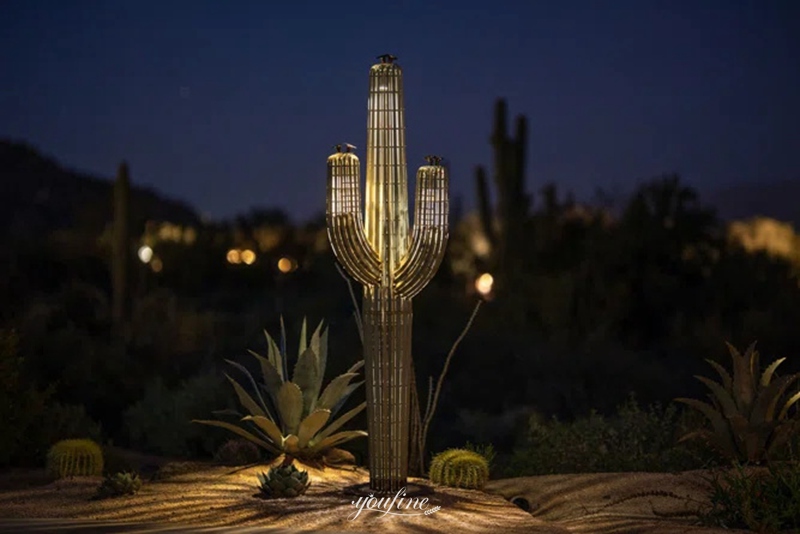 metal cactus with lights 