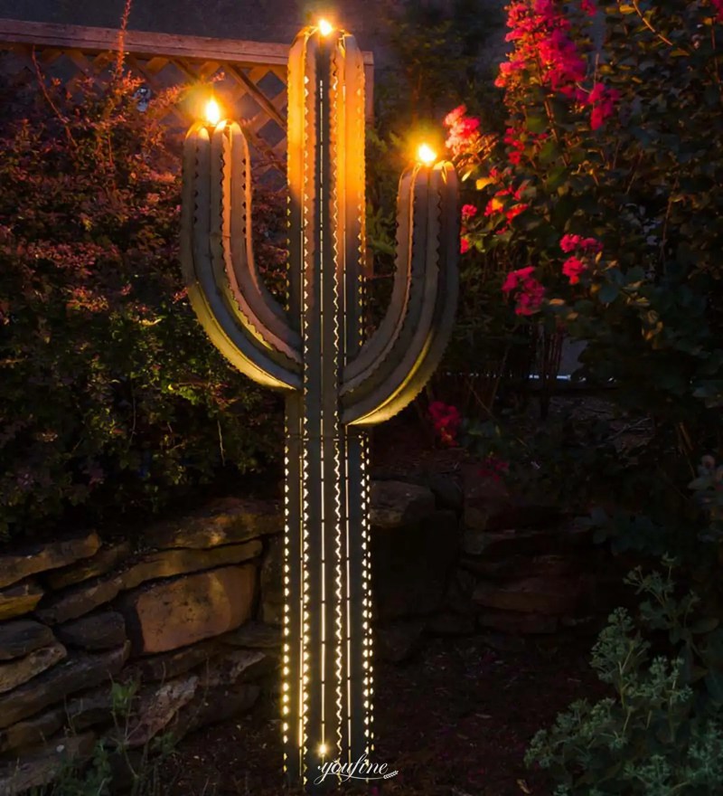 metal cactus with lights 