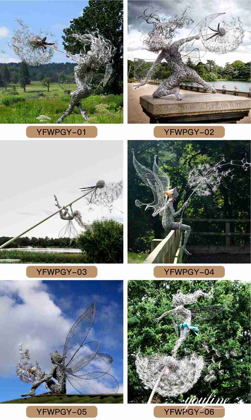 Stainless Steel Fairy Wire Figure Sculpture Outdoor Art for Sale CSS-735 - Garden Metal Sculpture - 6