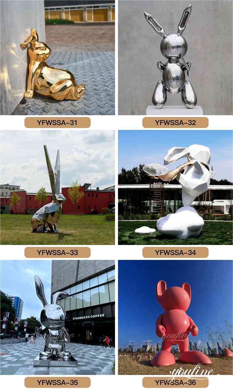 Stainless Steel Rabbit Sculpture for Garden for Sale CSS-742 - Garden Metal Sculpture - 4