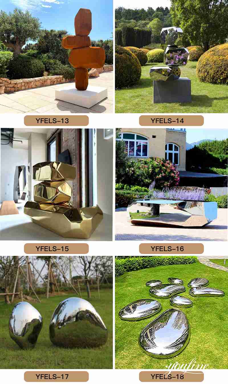Abstract Geometric Sculpture Stainless Steel Outdoor Decor for Sale CSS-740 - Center Square - 4