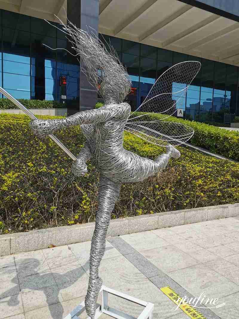 Stainless Steel Fairy Wire Figure Sculpture Outdoor Art for Sale CSS-735 - Garden Metal Sculpture - 4