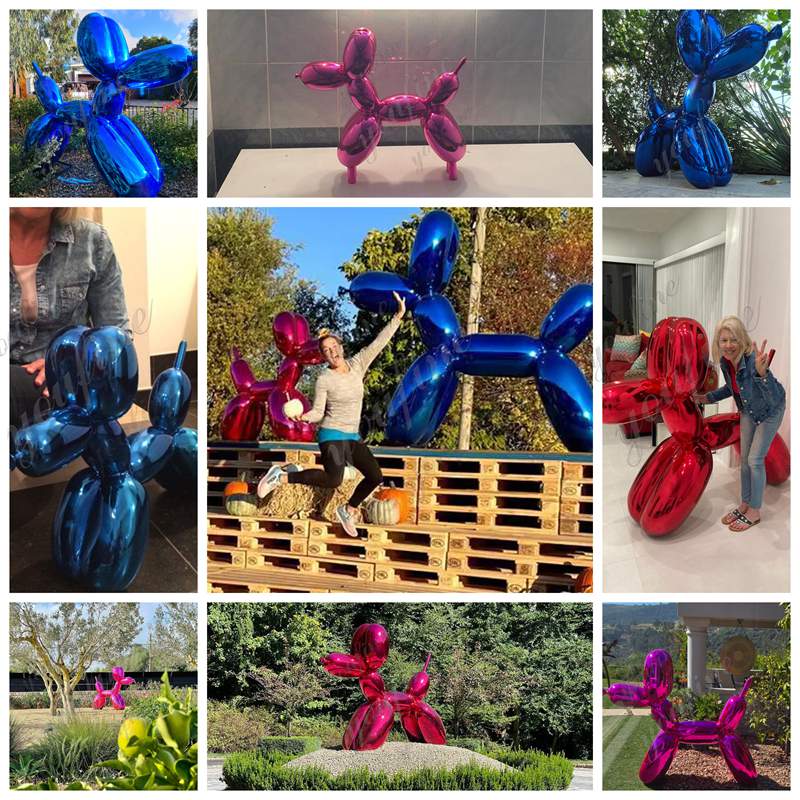 Outdoor Metal Balloon Dog Sculpture by Jeff Koons for Sale CSS-17-2 - Hotel Lobby Sculptures - 3 stainless steel Balloon Dog Sculpture Feedback from Youfine Customers Around the World