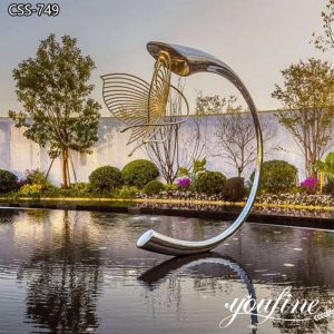 Contemporary Art Sculpture Stainless Steel Water Feature Supplier CSS-749